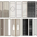 Various Modern Partition Designs With Geometric Patterns And Wood Metal Frames For Interior Space Division 3d model