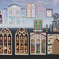 Stained Glass Windows With Various Gothic Styles And Colorful Artistic Patterns