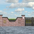 Northeast small courtyard wall courtyard wall village wall winter courtyard wall farmhouse small courtyard wall rural courtyard wall retro village wall brick wall red brick wall 3d model