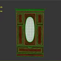 Classic Mahogany Wardrobe With Oval Mirror Drawer And Cabinet Doors