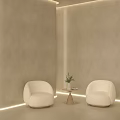 Minimalist Wall Paneling In Modern Cozy Space With Lighting 3d model