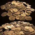 Elegant Gold Coins Decorative Ornament Set with Vintage Design for Home