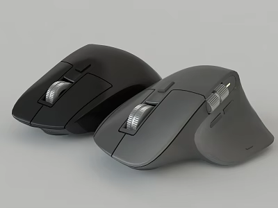 Two Black And Gray Computer Mice With Modern Ergonomic Design Scroll Wheels And Functional Buttons 3d model
