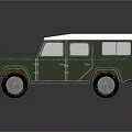 Vintage Green Off Road Vehicle With White Roof Boxy Design And Black Tires