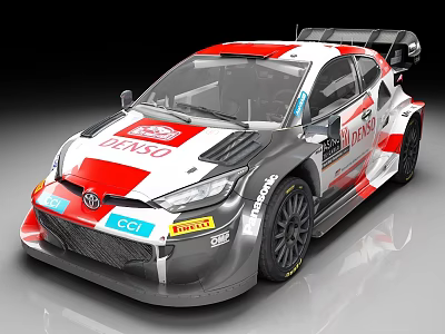 Toyota Rally Racing Car With Denso CCI Livery And Aerodynamic Rear Wing 3d model