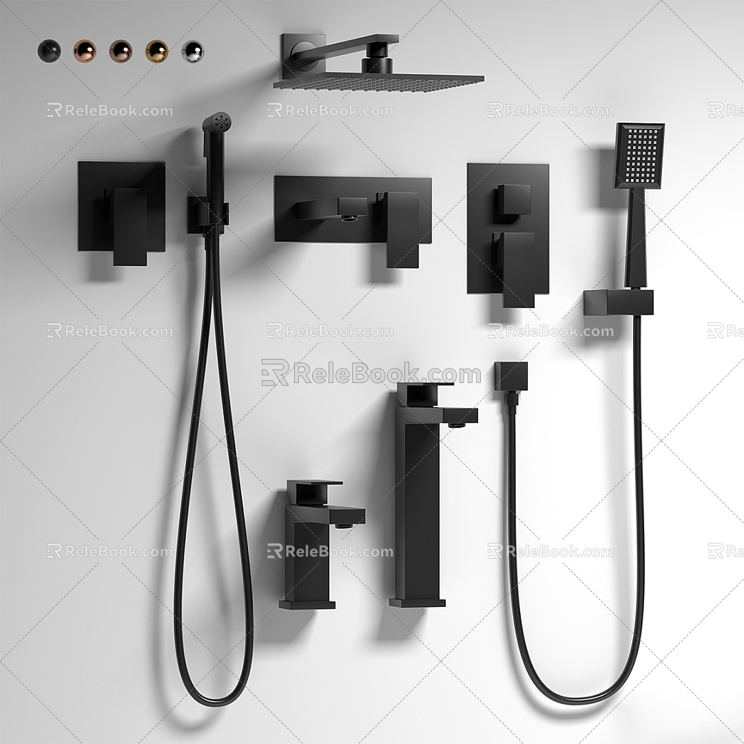 Modern shower shower head faucet combination 3d model