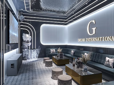 Modern Luxury KTV Private Room With Stylish Lighting Sofa And Decor 3d model