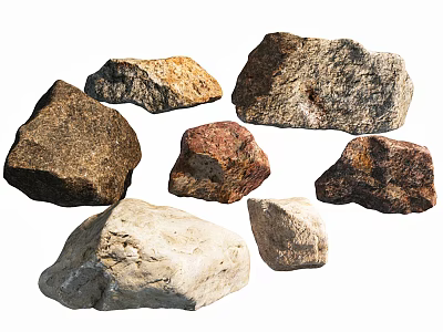 Natural Colored Stone Collection With Various Shapes And Textures For Decorative Use 3d model