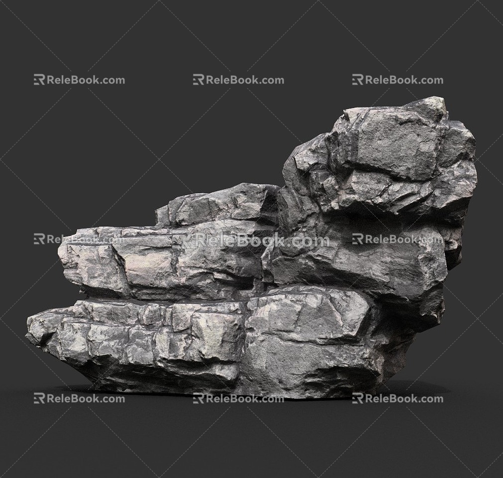 Rock Block Stone Obsidian Granite Natural Landscape model