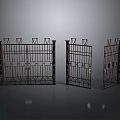 Ornate Iron Gate Structures With Decorative Metal Bars And Various Opening States 3d model