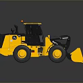 Yellow and Black Utility Wheel Loader With Front Bucket Cab and Large Tires