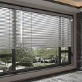 Floor to Ceiling Window with Blinds and Outdoor Green Plant View in Modern Interior