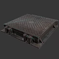 Rustic Cast Iron Manhole Cover With Diamond Pattern And Metal Fasteners