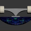 Vibrant Colorful Skateboard With Blue Purple Cosmic Pattern White Wheels And Metal Trucks