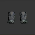Grey High Top Outdoor Shoes With Blue Laces And Non Slip Sole For Hiking