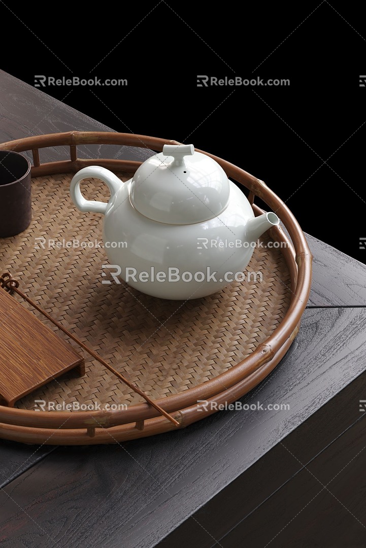 New Chinese Tea Set Teapot Bamboo 3d model