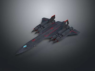 Futuristic Black Military Jet With Twin Engines Red Accents And Sleek Design 3d model