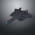 Futuristic Black Military Jet With Twin Engines Red Accents And Sleek Design