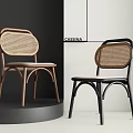 Stylish Cassina Dining Chairs With Rattan Backrest In Brown And Black Frames
