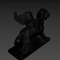 Game and Movie Fantasy Character Black Winged Mythical Creature Sculpture with Detailed Texture