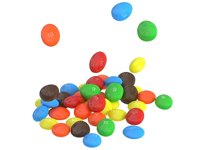 Colorful Round Chocolate Candies Scattered With Various Bright Colors On White Background 3d model