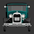 Vintage Green Classic Car Model Displayed on Dark Reflective Surface 3d model