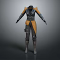 Game Movie Character Black And Orange Costume Design Long Sleeves Armor Elements Belt And Boots