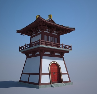 Chinese-style Ancient Bell and Drum Tower Tang Dynasty Architecture Imitating Tang Architecture 3d model