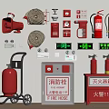 Comprehensive Fire Safety Equipment Including Hydrants Extinguishers Hose Emergency Exit Signs and Alarms