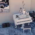 Modern Piano Vertical Piano Home Decoration Astronaut 3d model