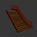 Wooden Curved Staircase With Railing And Steps Design For Interior Space 3d model