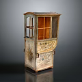 Vintage Wooden Display Cabinet With Carved Details And Glass Doors