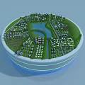 Birds Eye View Urban Planning With Green Spaces Lake And Residential Buildings