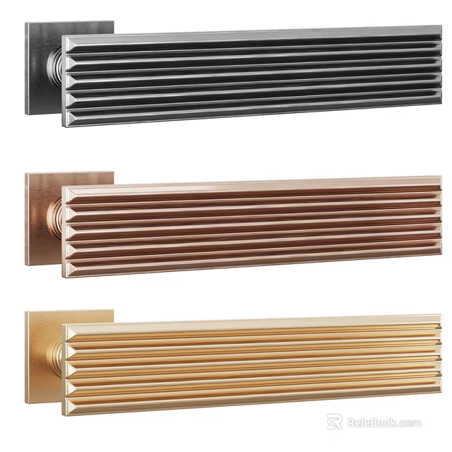 Modern Swing Door Handles with Black Copper Golden Striped Design for Home Use 3d model 