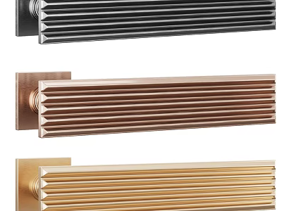 Modern Swing Door Handles with Black Copper Golden Striped Design for Home Use 3d model