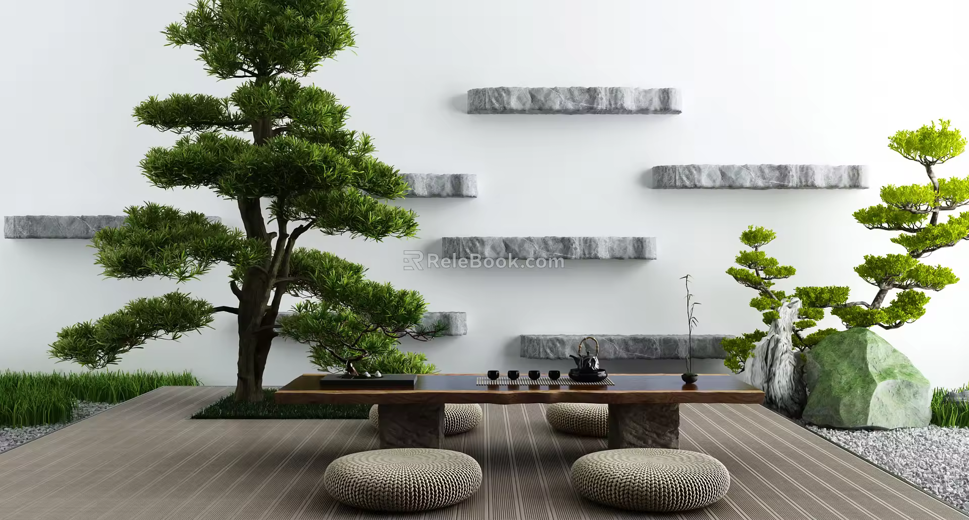 New Chinese Tea Table and Chair Zen 3d model