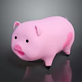 Cute Pink Pig Toy With Smooth Surface And Black Eyes And Feet