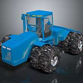 Blue Tractor With Massive Tires Transparent Cab And Sturdy Front Design 3d model
