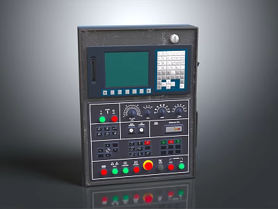 Modern Industrial Control Panel Featuring Digital Display Screen Buttons And Knobs 3d model