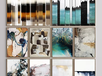 Abstract Artworks Collection With Various Styles And Colorful Textures For Wall Decor 3d model