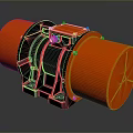 Vibrating Motor With Orange Cylindrical Housing Black Central Section And Metal Bolts For Industrial Machinery