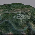 Aerial Planning View of Mountainous Terrain With Winding Rivers and Lush Green Landscapes