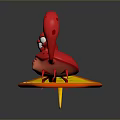 Red Crab Riding On Yellow Surfboard With Green Lightning Patterns And Sun Design