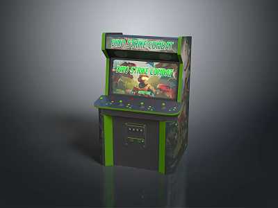 Vintage Arcade Gaming Machine with Tarzan Strong Champion Game Screen and Control Panel 3d model