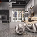 Modern Clothing Store Interior Design With Mannequins 3d model