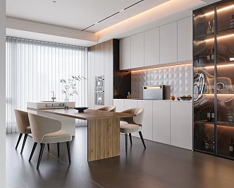 Modern Restaurant Nakajima Dining Table and Chair Sideboard 3d model
