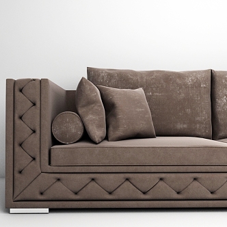 Modern double sofa brown living room 3d model