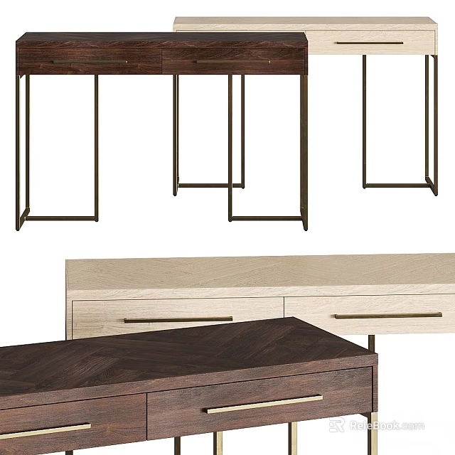 Modern Dining Table With Wooden Tabletop Metal Legs And Functional Drawer Design For Home 3d model 