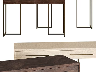 Modern Dining Table With Wooden Tabletop Metal Legs And Functional Drawer Design For Home 3d model