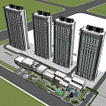 Modern High Rise Residential Complex With Green Spaces And Surrounding Facilities